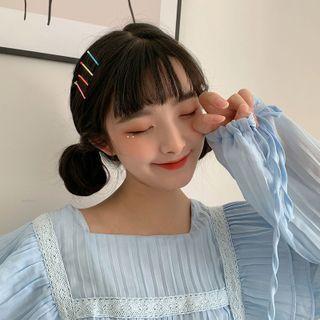 Set Of 7 : Two-tone Hair Pin 7 Pcs - Lemon Yellow & Blue & Orange & Pink & Bright Yellow & Green & Red - One Size