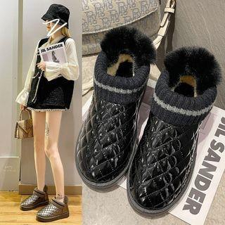 Knit Panel Quilted Ankle Snow Boots