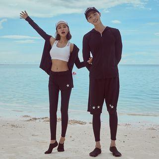 Couple Matching Tankini Top / Swim Tights / Hooded Jacket / Swim Shorts