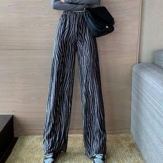 Zebra Print Corduroy Wide Leg Pants