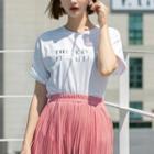 Metallic Lettering Print Cotton T-shirt