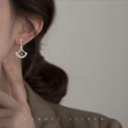 925 Sterling Silver Rhinestone Fan Dangle Earring 1 Pair - Sector - One Size