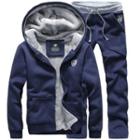 Set: Fleece-lined Hooded Zip Jacket + Sweatpants