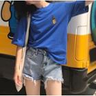 Elbow-sleeve Embroidered Pineapple T-shirt