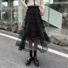 High-waist Mesh Layer Skirt