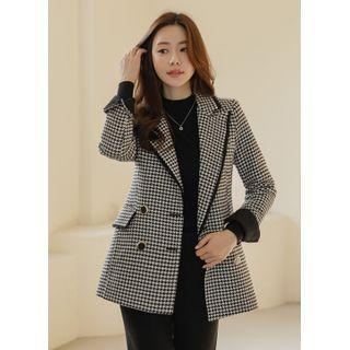 Fringe-trim Houndstooth Blazer
