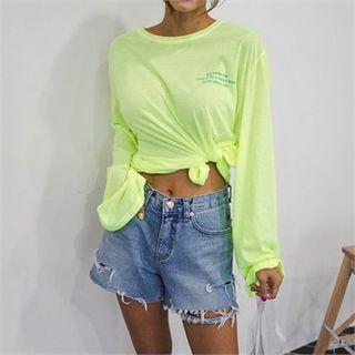 Long-sleeve Lettering Boxy-fit T-shirt