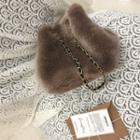 Chain-strap Faux-fur Bucket Bag