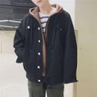 Mock Two Piece Hooded Button Jacket