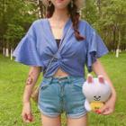 Set : V-neck Short-sleeve Top + Bandeau