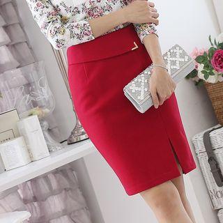 Woolen Slim-fit Pencil Skirt
