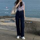 Short-sleeve Zebra Print T-shirt / Jeans