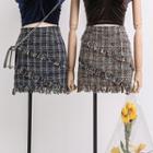 High-waist Fringed A-line Skirt
