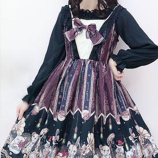 Sleeveless Printed A-line Dress / Head Piece