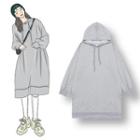 Drawstring Hoodie Dress Gray - One Size
