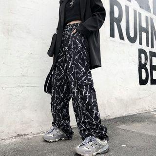 Sword Print Wide-leg Pants