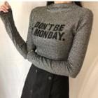 Long-sleeve Lettering Glitter T-shirt