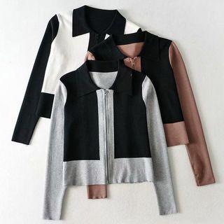 Two Tone Zipped Cardigan