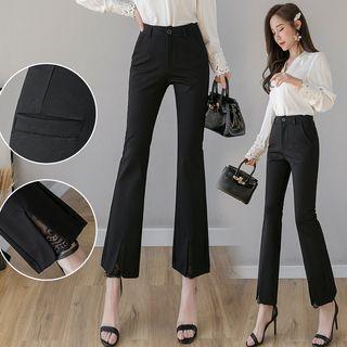 High-waist Lace Panel Bell-bottom Pants