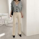 Straight-leg Rib-knit Pants Ivory - One Size