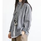 Pinstripe Long-sleeve Shirt With Front Pocket