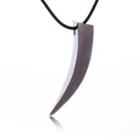 Fang Stainless Steel Pendant Leather Cord Necklace Pendent & String - Silver & Black - One Size