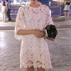 Elbow Sleeve Lace Dress