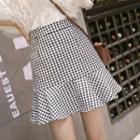 Plaid Fish Tail A-line Semi Skirt