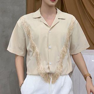 Fringe Trim Short-sleeve Shirt