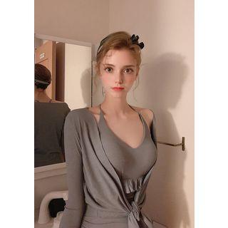 Frilled Halter Swimsuit & Bolero Set