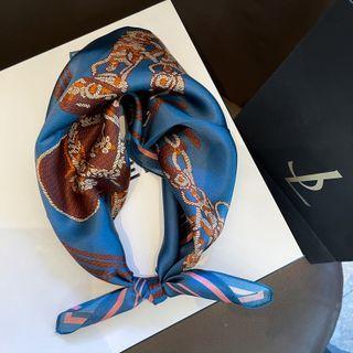 Print Scarf Blue & Coffee - One Size