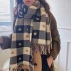 Heart Plaid Fringed Scarf