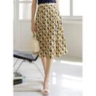 Geometric-pattern Midi Godet Skirt