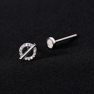 Geometric Sterling Silver Asymmetrical Earring 1 Pair - Silver - One Size