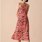 Halter Floral A-line Midi Dress