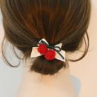 Cherry Bow Hair Tie Red & Black - One Size