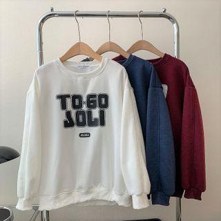 Long-sleeve Lettering Print Fleece Sweatshirt