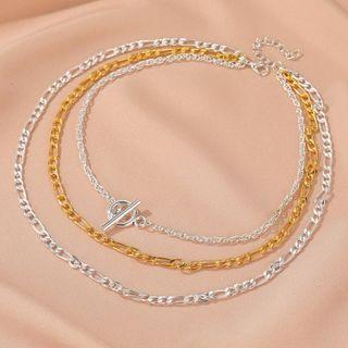 Alloy Layered Necklace 01 - 1043 - Silver - One Size