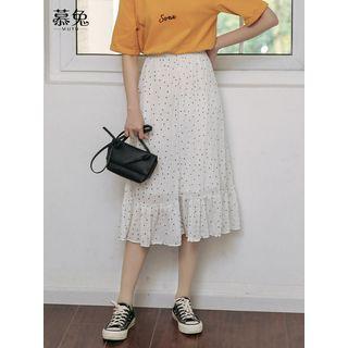 Dotted A-line Skirt White - One Size