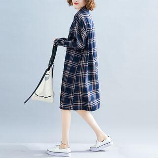 Retro Plaid Medium Maxi Shirtdress