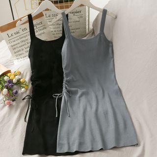 Plain Pleated Knit Skinny Mini Dress