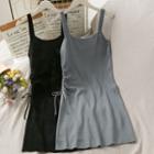 Plain Pleated Knit Skinny Mini Dress