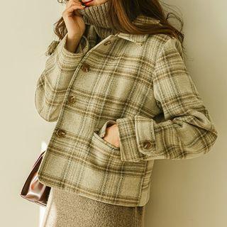 Collared Plaid Short Jacket