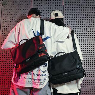 Lettering Lightweight Flap Messenger Bag