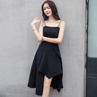 Adjustable Strap Asymmetric A-line Evening Dress