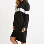 Long-sleeve Contrast-color Hooded Dress