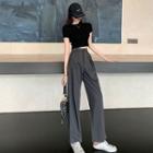 Plain Cropped T-shirt / High-waist Wide-leg Pants