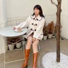 Set: Toggle-front Fleece Jacket + Chain Crossbody Bag