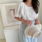 Puff-sleeve Linen Blouse Ivory - One Size