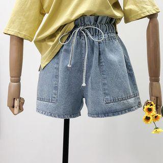 Paperbag High-waist Denim Shorts